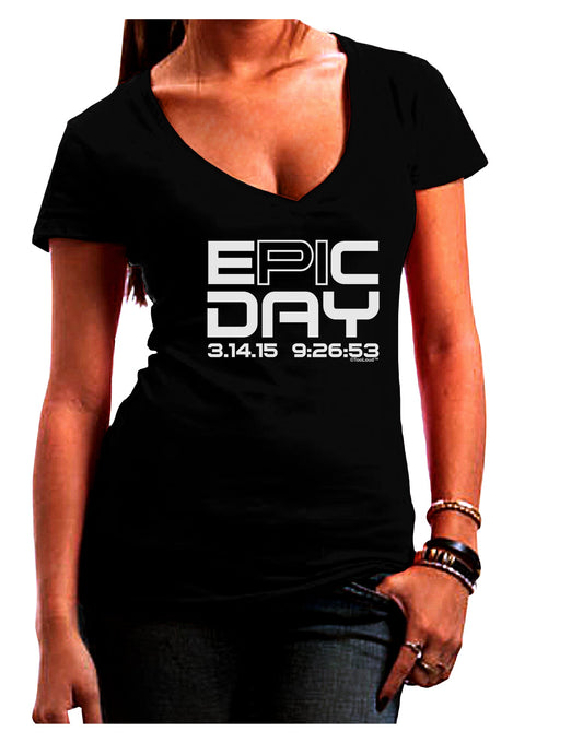 Epic Pi Day Text Design Juniors V-Neck Dark T-Shirt by TooLoud-Womens V-Neck T-Shirts-TooLoud-Black-Juniors Fitted Small-Davson Sales