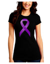 Epilepsy Awareness Ribbon - Purple Juniors Crew Dark T-Shirt-T-Shirts Juniors Tops-TooLoud-Black-Juniors Fitted Small-Davson Sales