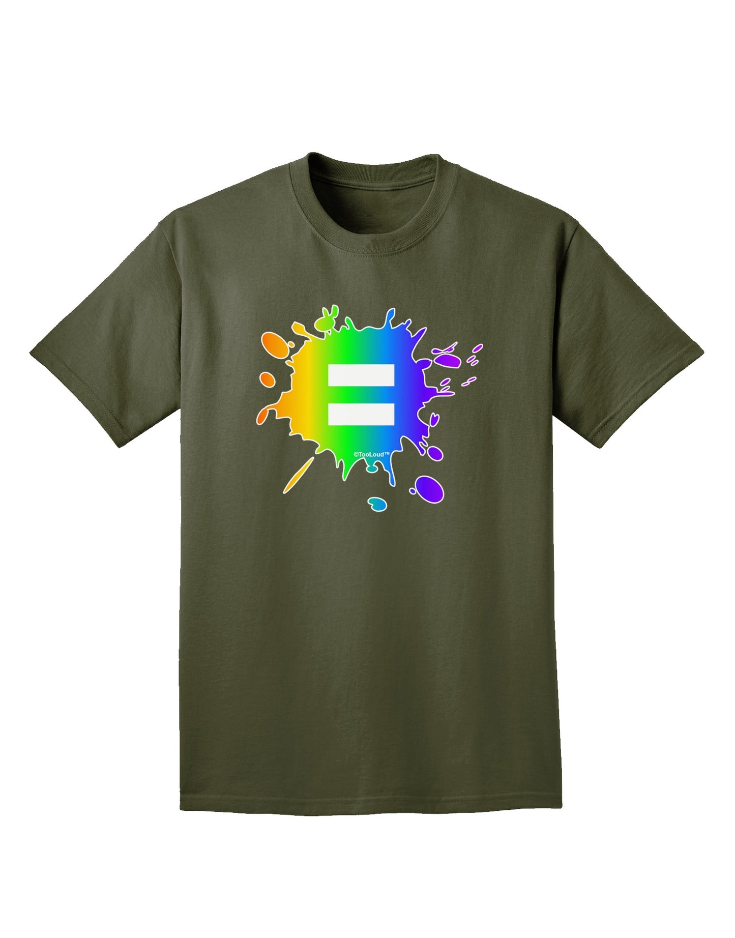 Equal Rainbow Paint Splatter Adult Dark T-Shirt by TooLoud-Mens T-Shirt-TooLoud-Military-Green-Small-Davson Sales