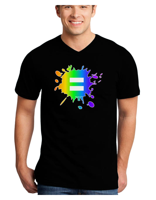Equal Rainbow Paint Splatter Adult Dark V-Neck T-Shirt by TooLoud-Mens V-Neck T-Shirt-TooLoud-Black-Small-Davson Sales