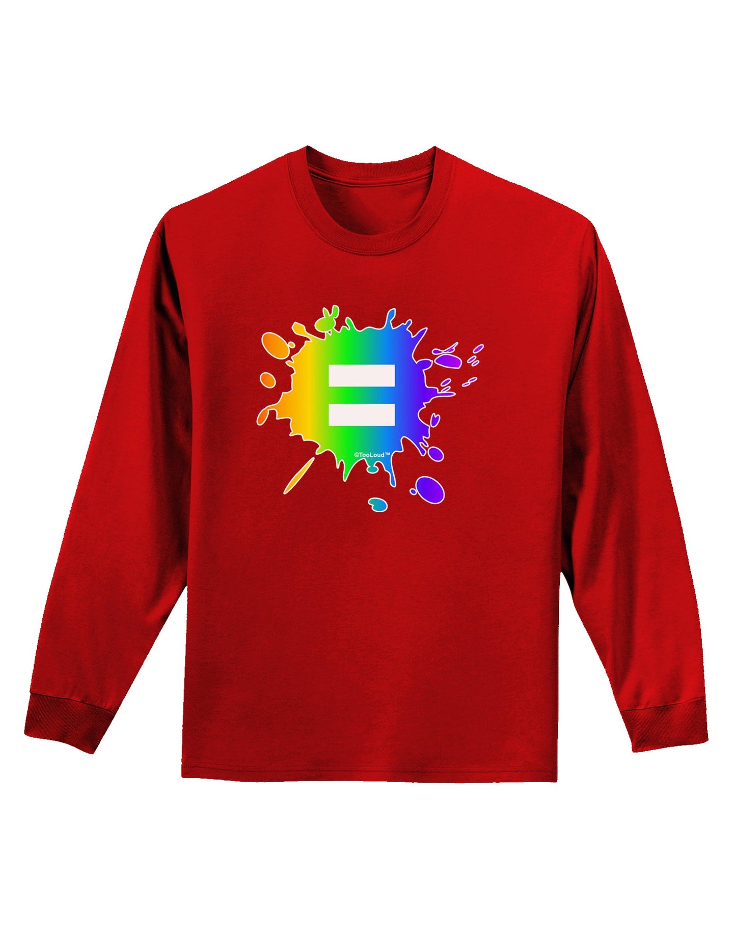 Equal Rainbow Paint Splatter Adult Long Sleeve Dark T-Shirt by TooLoud-TooLoud-Red-Small-Davson Sales