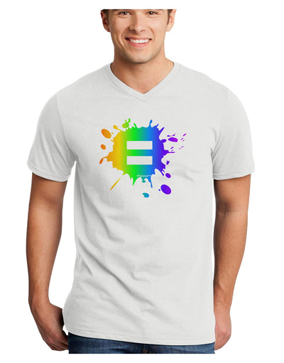 Equal Rainbow Paint Splatter Adult V-Neck T-shirt by TooLoud-Mens V-Neck T-Shirt-TooLoud-White-Small-Davson Sales