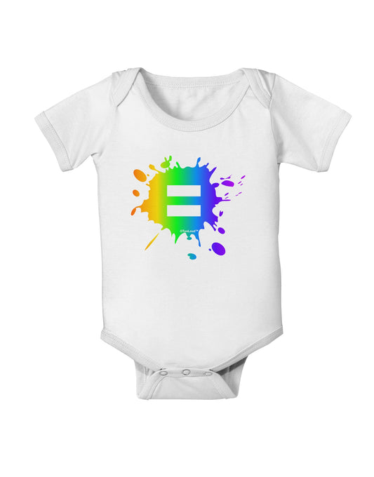 Equal Rainbow Paint Splatter Baby Romper Bodysuit by TooLoud-Baby Romper-TooLoud-White-06-Months-Davson Sales