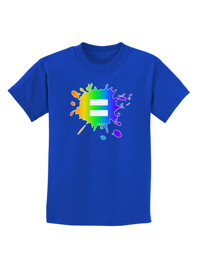 Equal Rainbow Paint Splatter Childrens Dark T-Shirt by TooLoud-Childrens T-Shirt-TooLoud-Royal-Blue-X-Small-Davson Sales