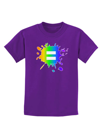 Equal Rainbow Paint Splatter Childrens Dark T-Shirt by TooLoud-Childrens T-Shirt-TooLoud-Purple-X-Small-Davson Sales