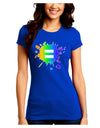 Equal Rainbow Paint Splatter Juniors Crew Dark T-Shirt by TooLoud-T-Shirts Juniors Tops-TooLoud-Royal-Blue-Juniors Fitted Small-Davson Sales