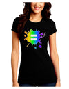 Equal Rainbow Paint Splatter Juniors Crew Dark T-Shirt by TooLoud-T-Shirts Juniors Tops-TooLoud-Black-Juniors Fitted Small-Davson Sales