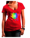 Equal Rainbow Paint Splatter Juniors V-Neck Dark T-Shirt by TooLoud-Womens V-Neck T-Shirts-TooLoud-Red-Juniors Fitted Small-Davson Sales
