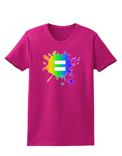 Equal Rainbow Paint Splatter Womens Dark T-Shirt by TooLoud-Womens T-Shirt-TooLoud-Hot-Pink-Small-Davson Sales