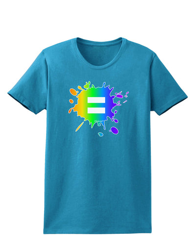 Equal Rainbow Paint Splatter Womens Dark T-Shirt by TooLoud-Womens T-Shirt-TooLoud-Turquoise-X-Small-Davson Sales