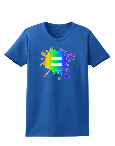 Equal Rainbow Paint Splatter Womens Dark T-Shirt by TooLoud-Womens T-Shirt-TooLoud-Royal-Blue-X-Small-Davson Sales