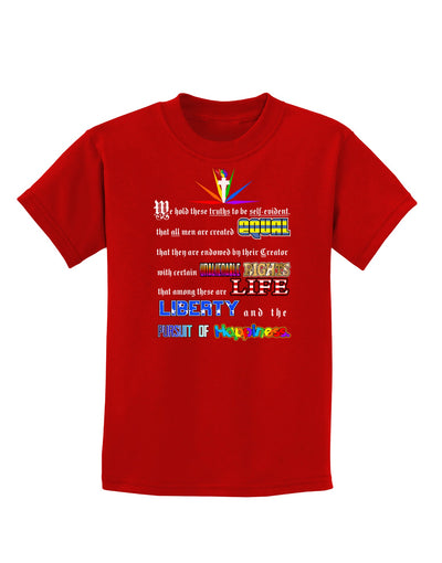 Equality Life Liberty Pursuit of Happiness Childrens Dark T-Shirt-Childrens T-Shirt-TooLoud-Red-X-Small-Davson Sales