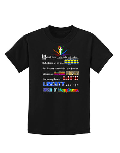 Equality Life Liberty Pursuit of Happiness Childrens Dark T-Shirt-Childrens T-Shirt-TooLoud-Black-X-Small-Davson Sales