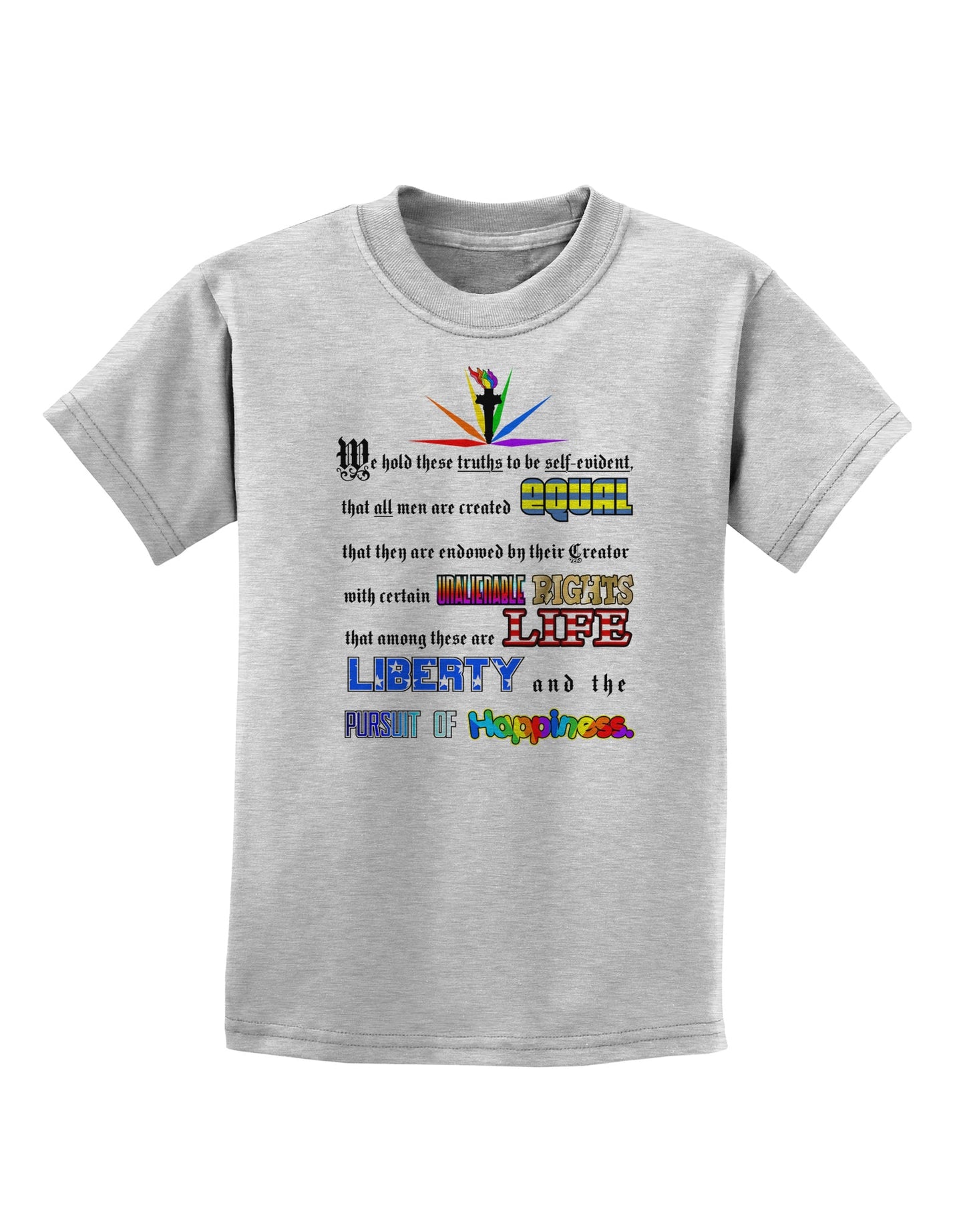 Equality Life Liberty Pursuit of Happiness Childrens T-Shirt-Childrens T-Shirt-TooLoud-AshGray-X-Small-Davson Sales