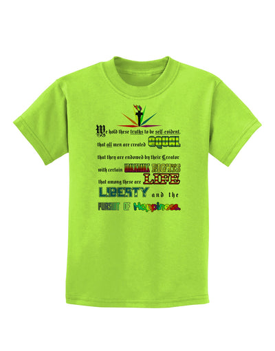 Equality Life Liberty Pursuit of Happiness Childrens T-Shirt-Childrens T-Shirt-TooLoud-Lime-Green-X-Small-Davson Sales