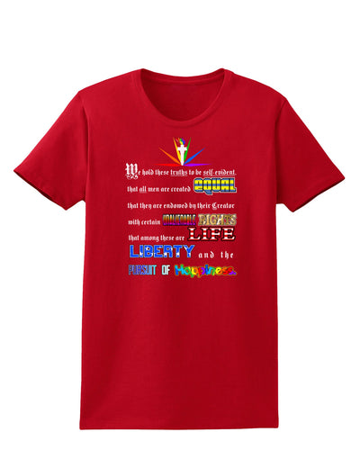 Equality Life Liberty Pursuit of Happiness Womens Dark T-Shirt-TooLoud-Red-X-Small-Davson Sales