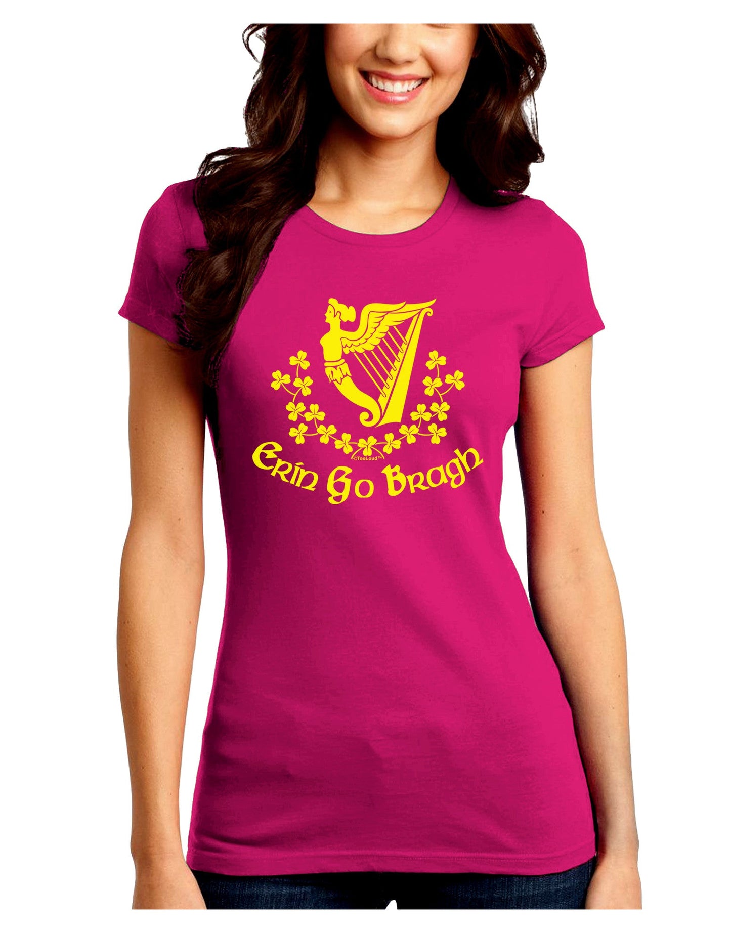 Erin Go Bragh Ireland Forever Juniors Petite Crew Dark T-Shirt-T-Shirts Juniors Tops-TooLoud-Hot-Pink-Juniors Fitted Small-Davson Sales