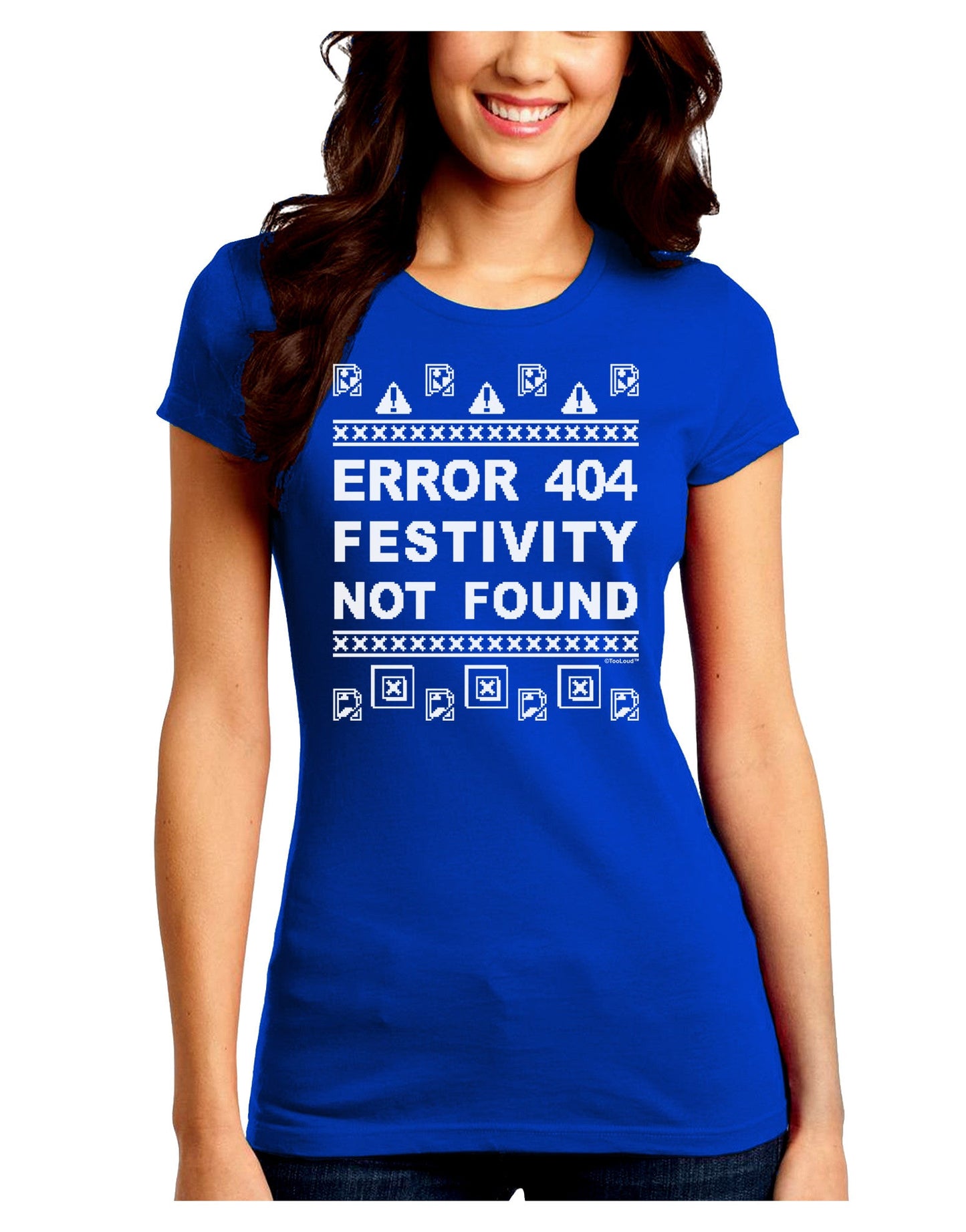 Error 404 Festivity Not Found Juniors Petite Crew Dark T-Shirt-T-Shirts Juniors Tops-TooLoud-Royal-Blue-Juniors Fitted Small-Davson Sales