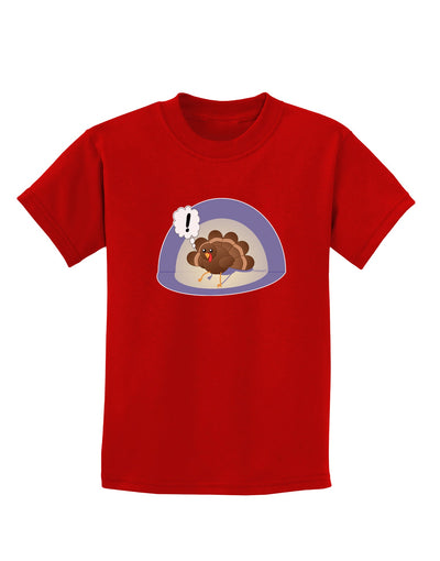 Escaping Turkey - Funny Thanksgiving Childrens Dark T-Shirt-Childrens T-Shirt-TooLoud-Red-X-Small-Davson Sales