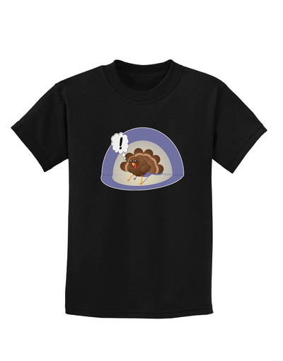 Escaping Turkey - Funny Thanksgiving Childrens Dark T-Shirt-Childrens T-Shirt-TooLoud-Black-X-Small-Davson Sales