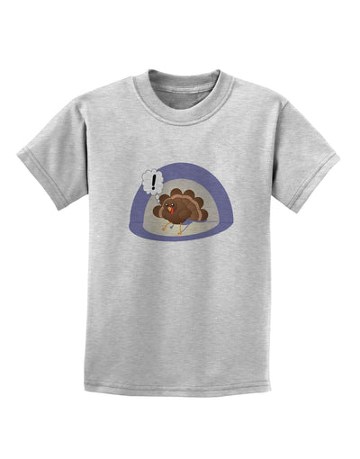 Escaping Turkey - Funny Thanksgiving Childrens T-Shirt-Childrens T-Shirt-TooLoud-AshGray-X-Small-Davson Sales