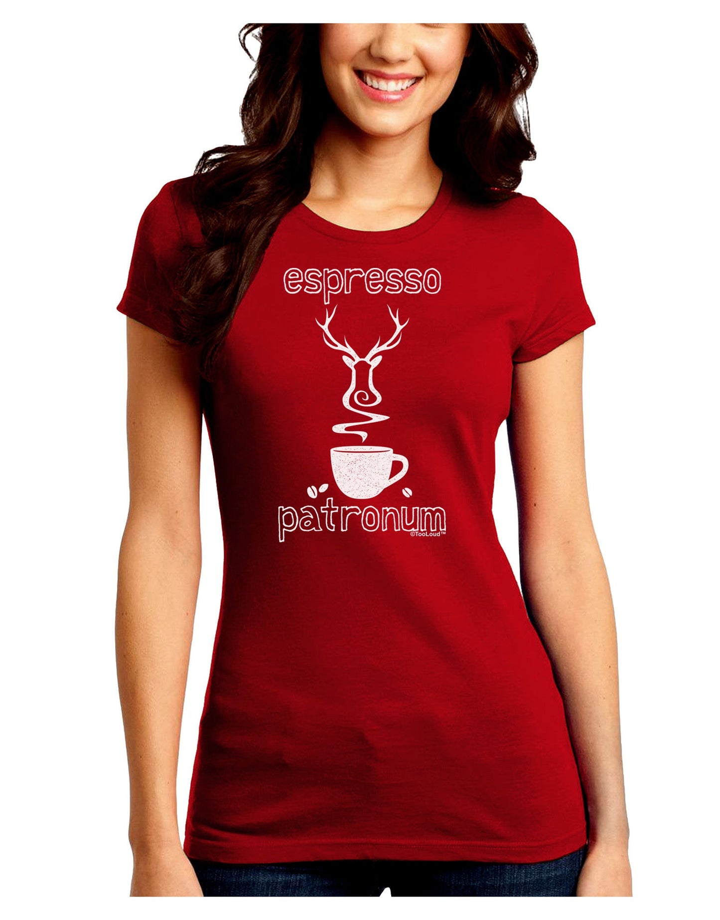 Espresso Patronum Juniors Petite Crew Dark T-Shirt-T-Shirts Juniors Tops-TooLoud-Red-Juniors Fitted Small-Davson Sales