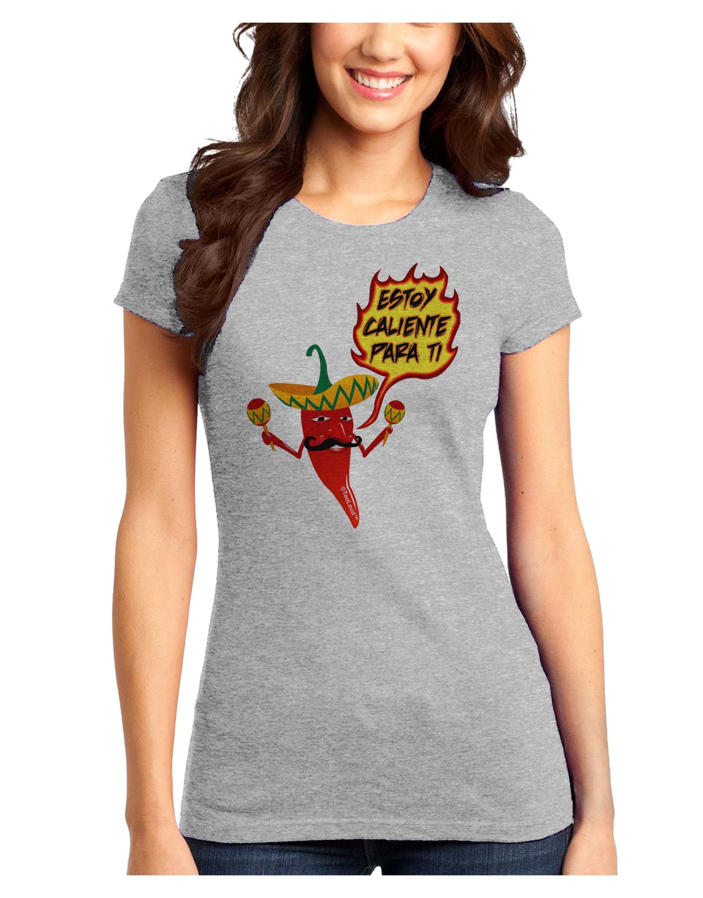 Estoy Caliente Para Ti Juniors T-Shirt-Womens Juniors T-Shirt-TooLoud-Ash-Gray-Juniors Fitted X-Small-Davson Sales
