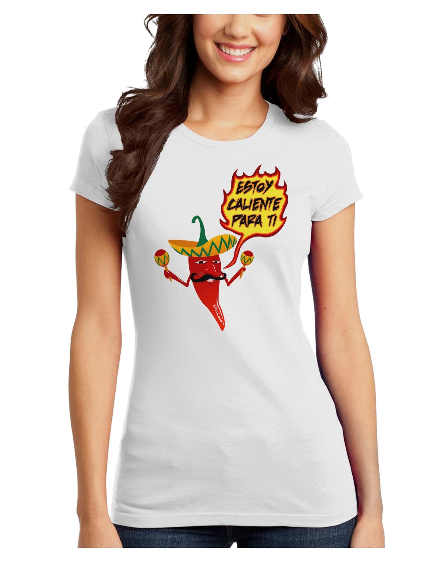 Estoy Caliente Para Ti Juniors T-Shirt-Womens Juniors T-Shirt-TooLoud-White-Juniors Fitted X-Small-Davson Sales