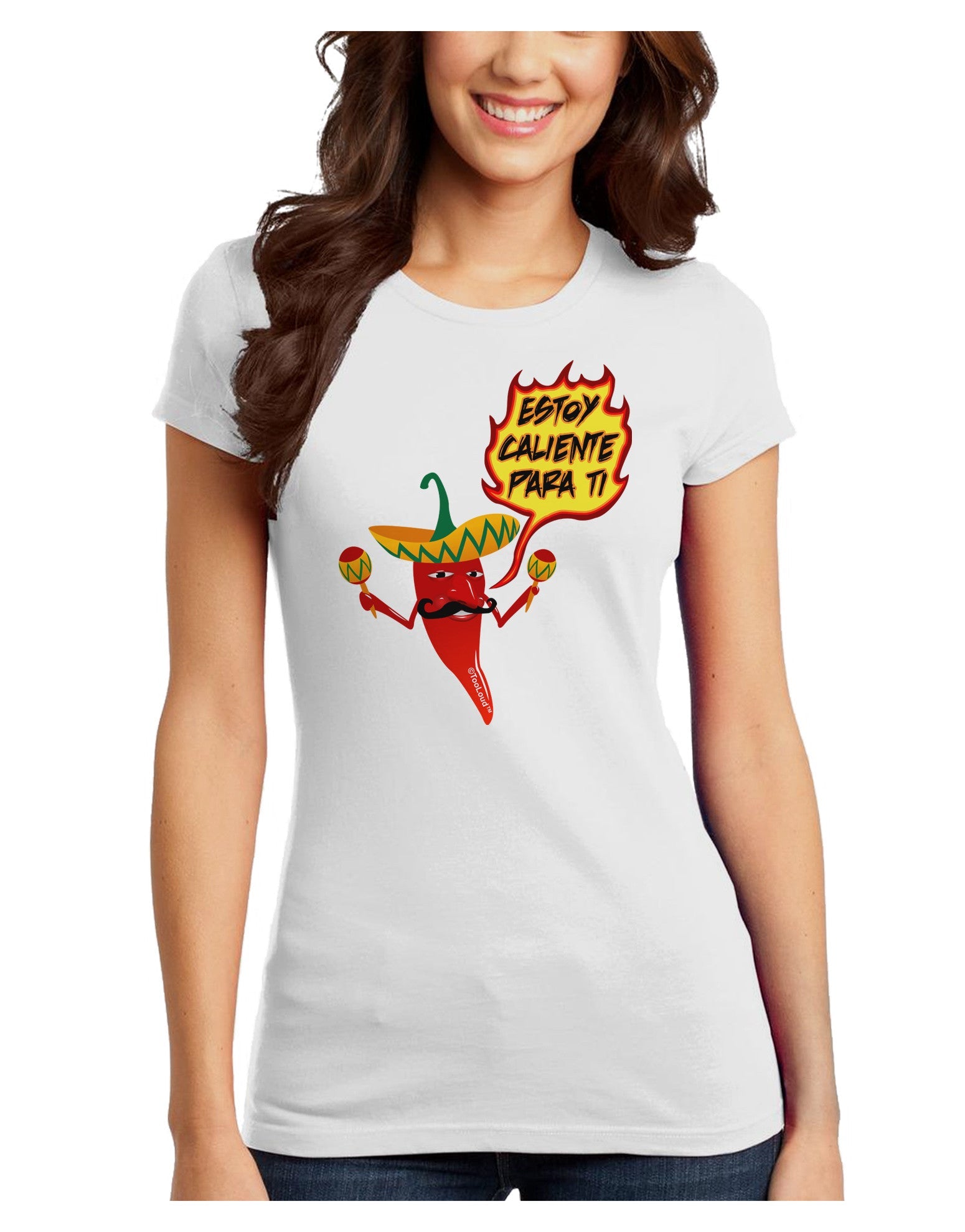 Estoy Caliente Para Ti Juniors T-Shirt-Womens Juniors T-Shirt-TooLoud-White-Juniors Fitted X-Small-Davson Sales
