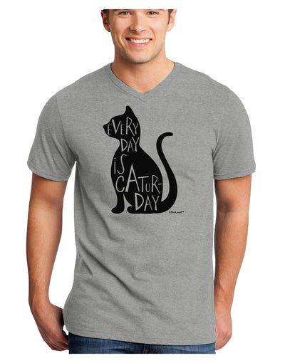 Every Day Is Caturday Cat Silhouette Adult V-Neck T-shirt by TooLoud-Mens V-Neck T-Shirt-TooLoud-HeatherGray-Small-Davson Sales