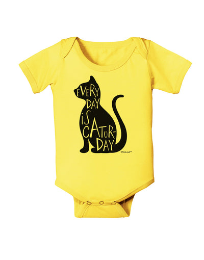 Every Day Is Caturday Cat Silhouette Baby Romper Bodysuit by TooLoud-Baby Romper-TooLoud-Yellow-06-Months-Davson Sales