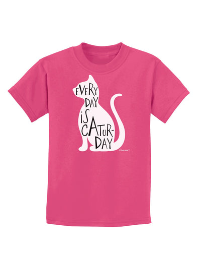 Every Day Is Caturday Cat Silhouette Childrens Dark T-Shirt by TooLoud-Childrens T-Shirt-TooLoud-Sangria-X-Small-Davson Sales