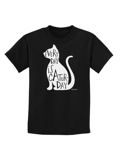 Every Day Is Caturday Cat Silhouette Childrens Dark T-Shirt by TooLoud-Childrens T-Shirt-TooLoud-Black-X-Small-Davson Sales