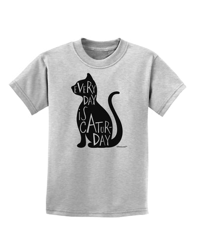 Every Day Is Caturday Cat Silhouette Childrens T-Shirt by TooLoud-Childrens T-Shirt-TooLoud-AshGray-X-Small-Davson Sales