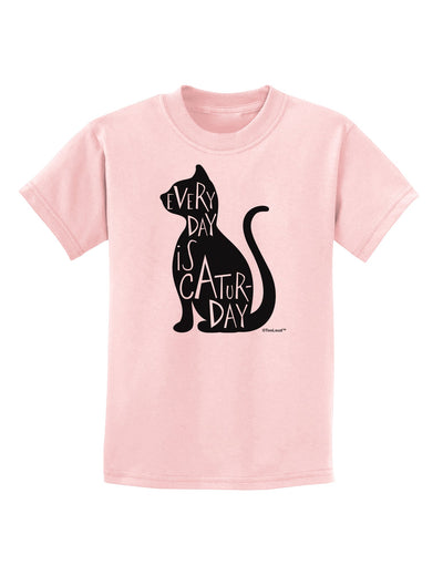 Every Day Is Caturday Cat Silhouette Childrens T-Shirt by TooLoud-Childrens T-Shirt-TooLoud-PalePink-X-Small-Davson Sales