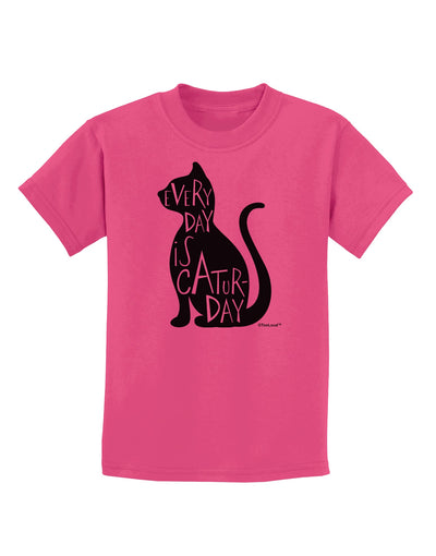 Every Day Is Caturday Cat Silhouette Childrens T-Shirt by TooLoud-Childrens T-Shirt-TooLoud-Sangria-X-Small-Davson Sales