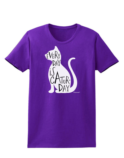 Every Day Is Caturday Cat Silhouette Womens Dark T-Shirt by TooLoud-Womens T-Shirt-TooLoud-Purple-X-Small-Davson Sales