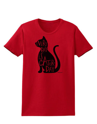 Every Day Is Caturday Cat Silhouette Womens T-Shirt by TooLoud-Womens T-Shirt-TooLoud-Red-X-Small-Davson Sales