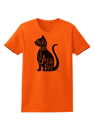 Every Day Is Caturday Cat Silhouette Womens T-Shirt by TooLoud-Womens T-Shirt-TooLoud-Orange-X-Small-Davson Sales