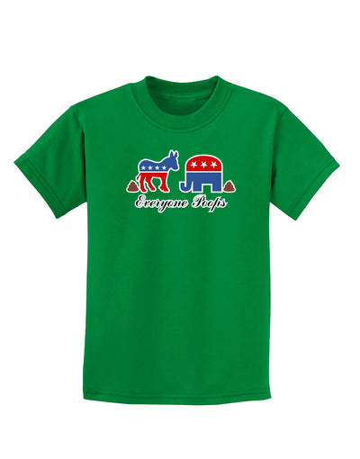 Everyone Poops Donkey Elephant Childrens Dark T-Shirt-Childrens T-Shirt-TooLoud-Kelly-Green-X-Small-Davson Sales