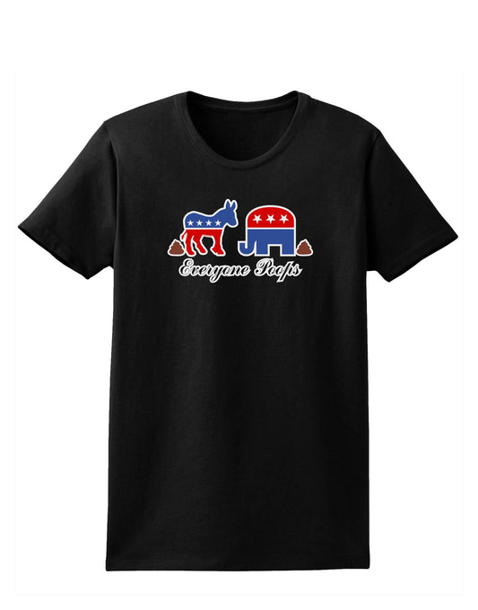 Everyone Poops Donkey Elephant Womens Dark T-Shirt-TooLoud-Black-X-Small-Davson Sales