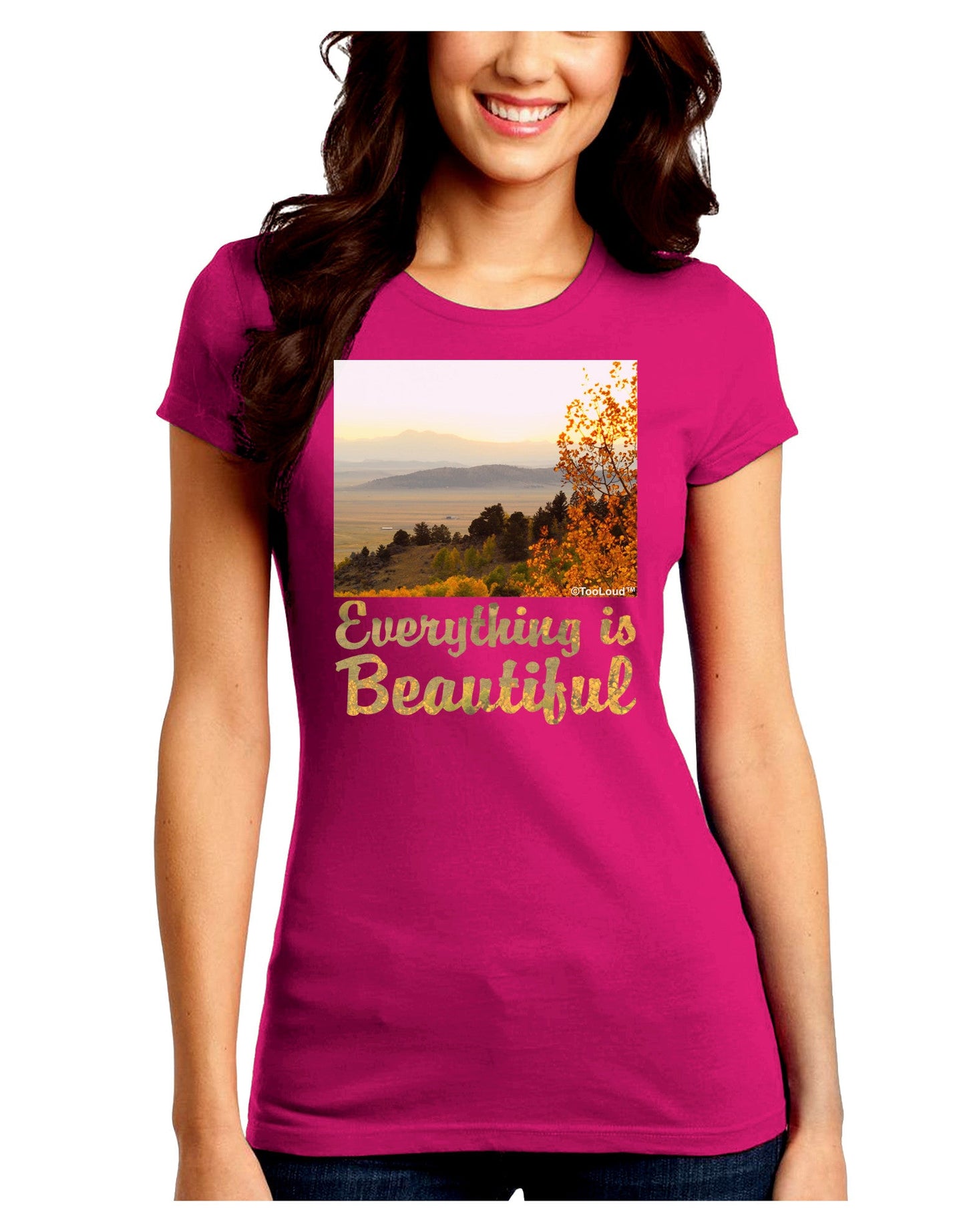 Everything is Beautiful - Sunrise Juniors Petite Crew Dark T-Shirt-T-Shirts Juniors Tops-TooLoud-Hot-Pink-Juniors Fitted Small-Davson Sales