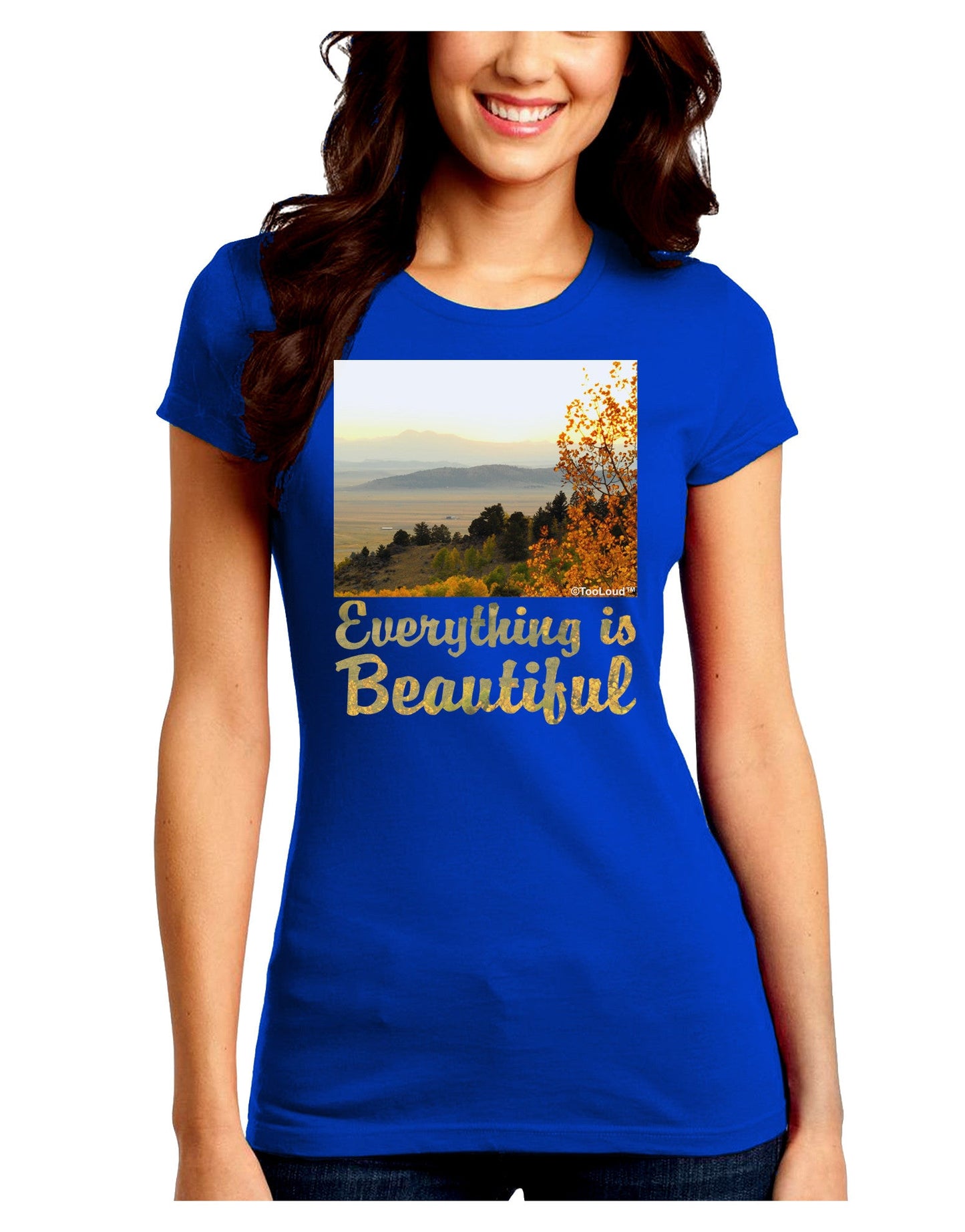 Everything is Beautiful - Sunrise Juniors Petite Crew Dark T-Shirt-T-Shirts Juniors Tops-TooLoud-Royal-Blue-Juniors Fitted Small-Davson Sales