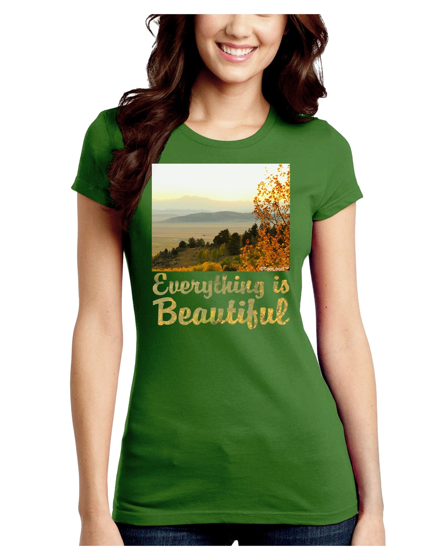 Everything is Beautiful - Sunrise Juniors Petite Crew Dark T-Shirt-T-Shirts Juniors Tops-TooLoud-Kiwi-Green-Juniors Fitted Small-Davson Sales