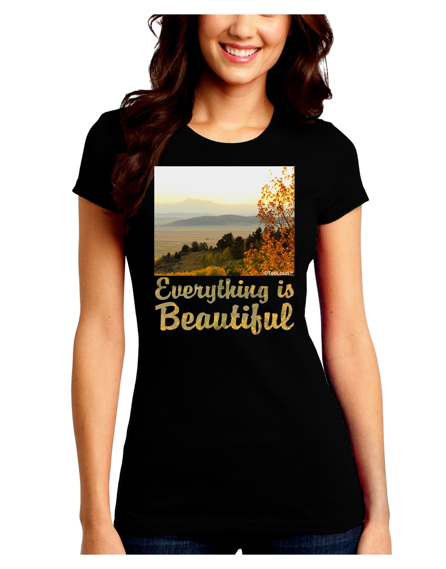 Everything is Beautiful - Sunrise Juniors Petite Crew Dark T-Shirt-T-Shirts Juniors Tops-TooLoud-Black-Juniors Fitted Small-Davson Sales