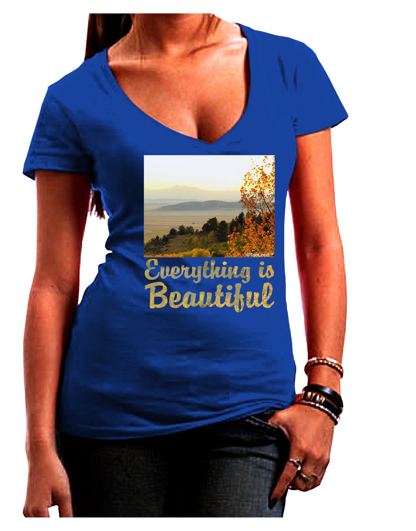 Everything is Beautiful - Sunrise Womens V-Neck Dark T-Shirt-Womens V-Neck T-Shirts-TooLoud-Royal-Blue-Juniors Fitted Small-Davson Sales