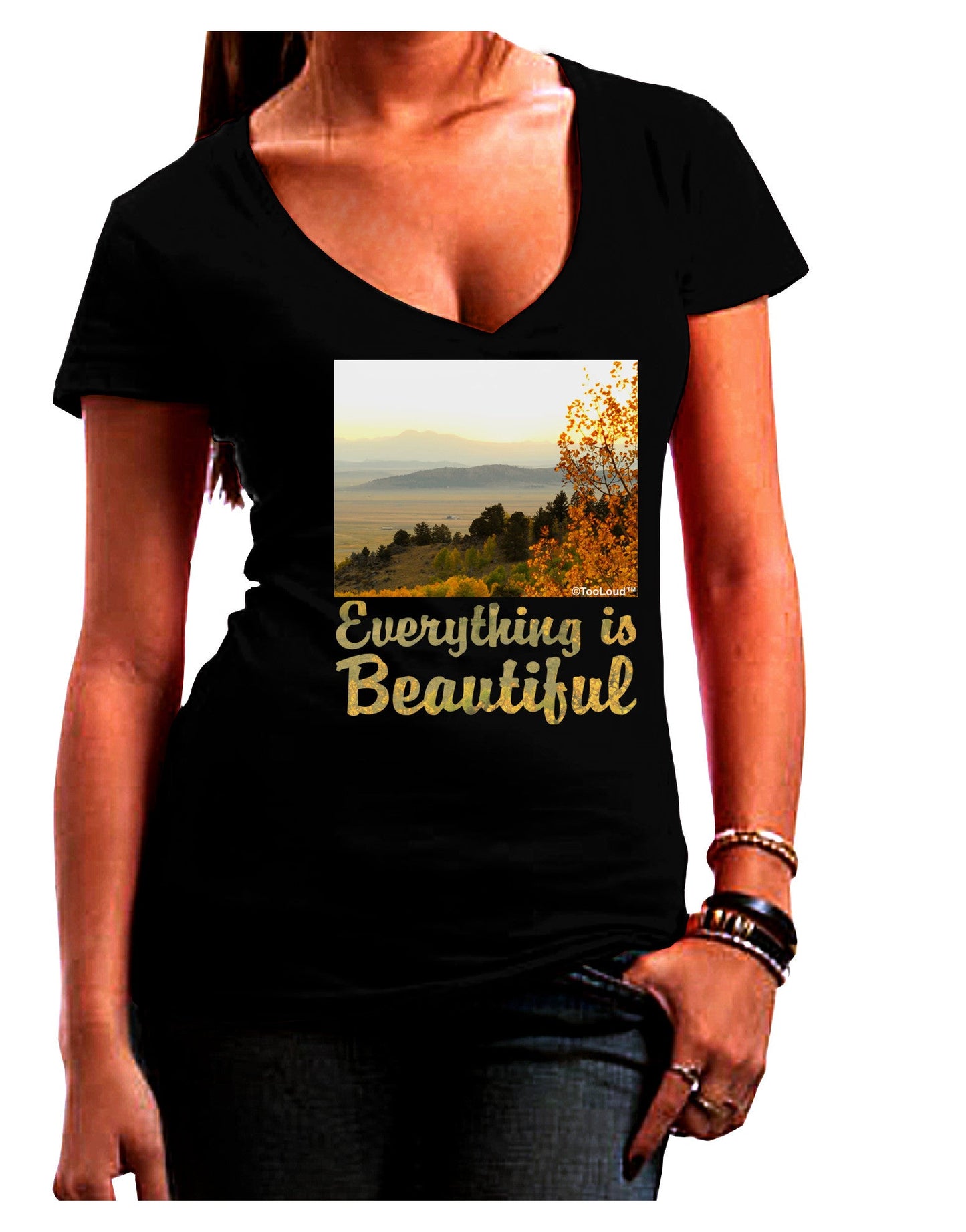 Everything is Beautiful - Sunrise Womens V-Neck Dark T-Shirt-Womens V-Neck T-Shirts-TooLoud-Black-Juniors Fitted Small-Davson Sales
