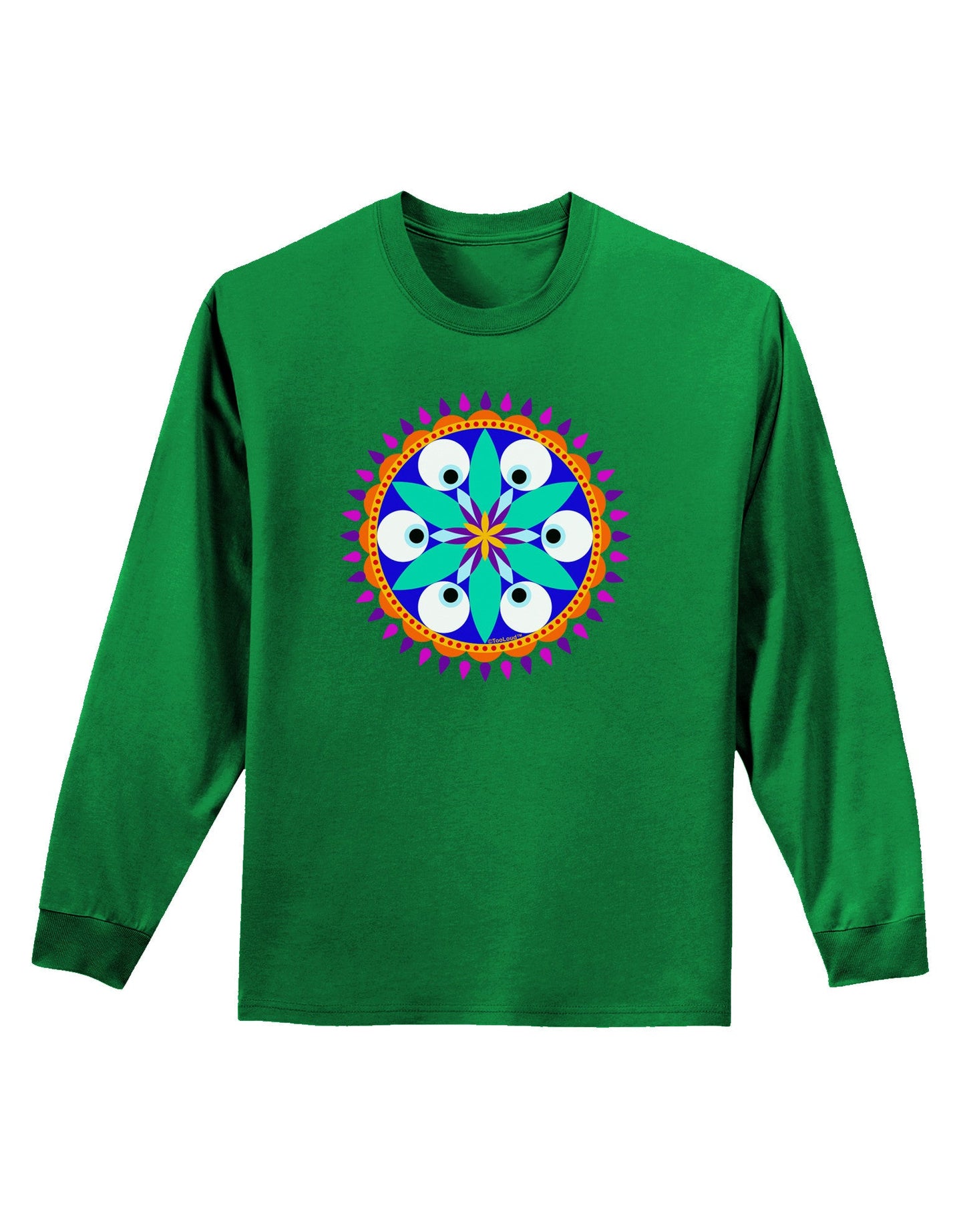 Evil Eye Protection Mandala Adult Long Sleeve Dark T-Shirt-TooLoud-Kelly-Green-Small-Davson Sales