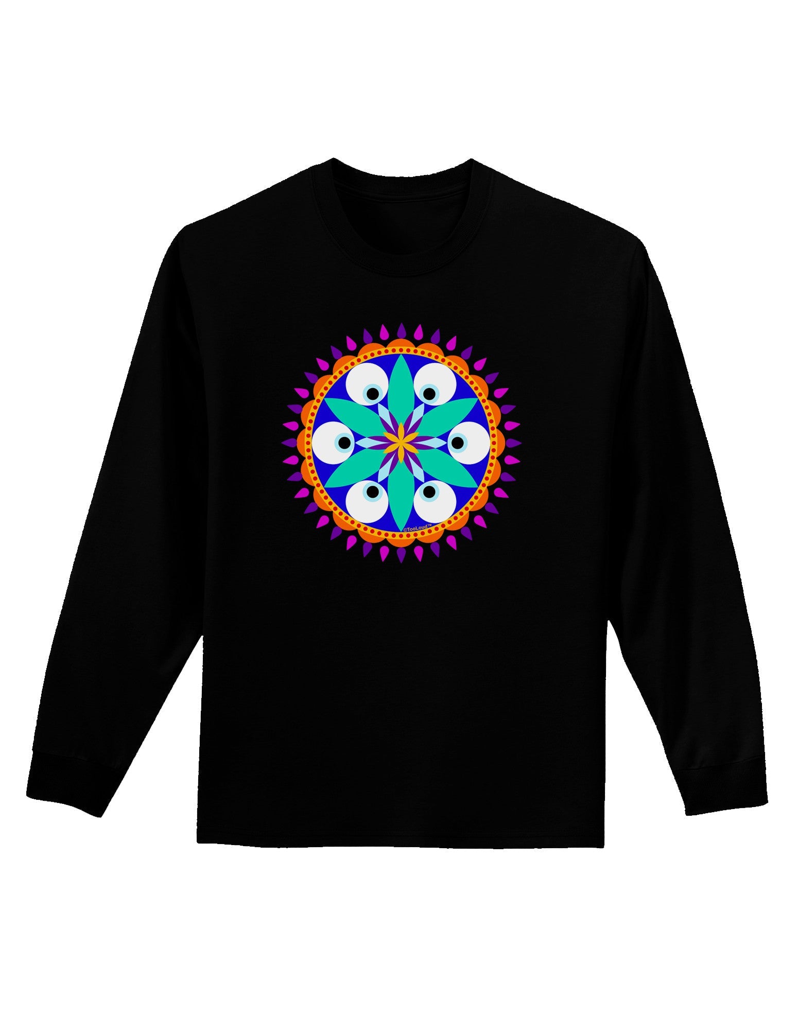 Evil Eye Protection Mandala Adult Long Sleeve Dark T-Shirt-TooLoud-Black-Small-Davson Sales