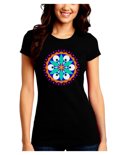 Evil Eye Protection Mandala Juniors Crew Dark T-Shirt-T-Shirts Juniors Tops-TooLoud-Black-Juniors Fitted Small-Davson Sales